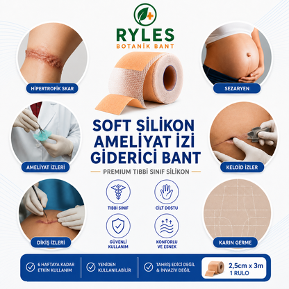 Ryles Ameliyat İz Bandı — Premium Silikon Rulo Bant | Tıbbi Sınıf